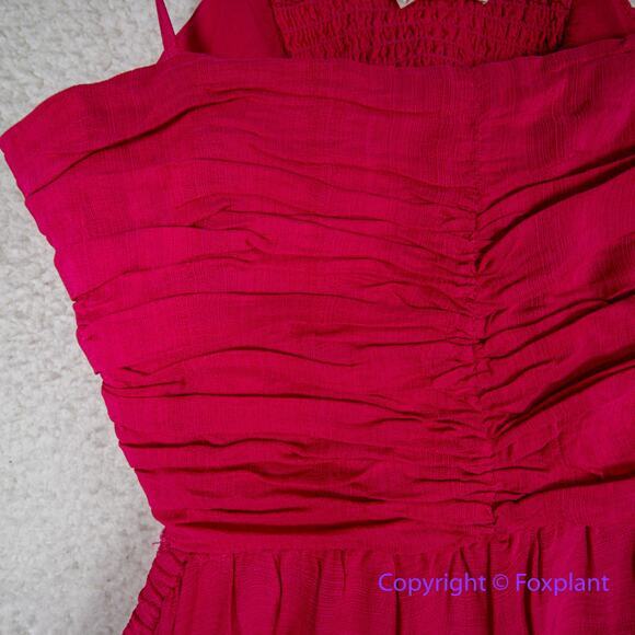 New! Anthropologie Let Me Be Cutout Tiered Dress in Magenta, women size XSP - Picture 7 of 15